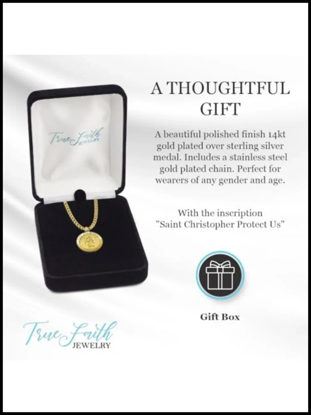 Sterling Silver Saint Christopher Medal Gold-Plated Pendant Necklace, 20 Inch